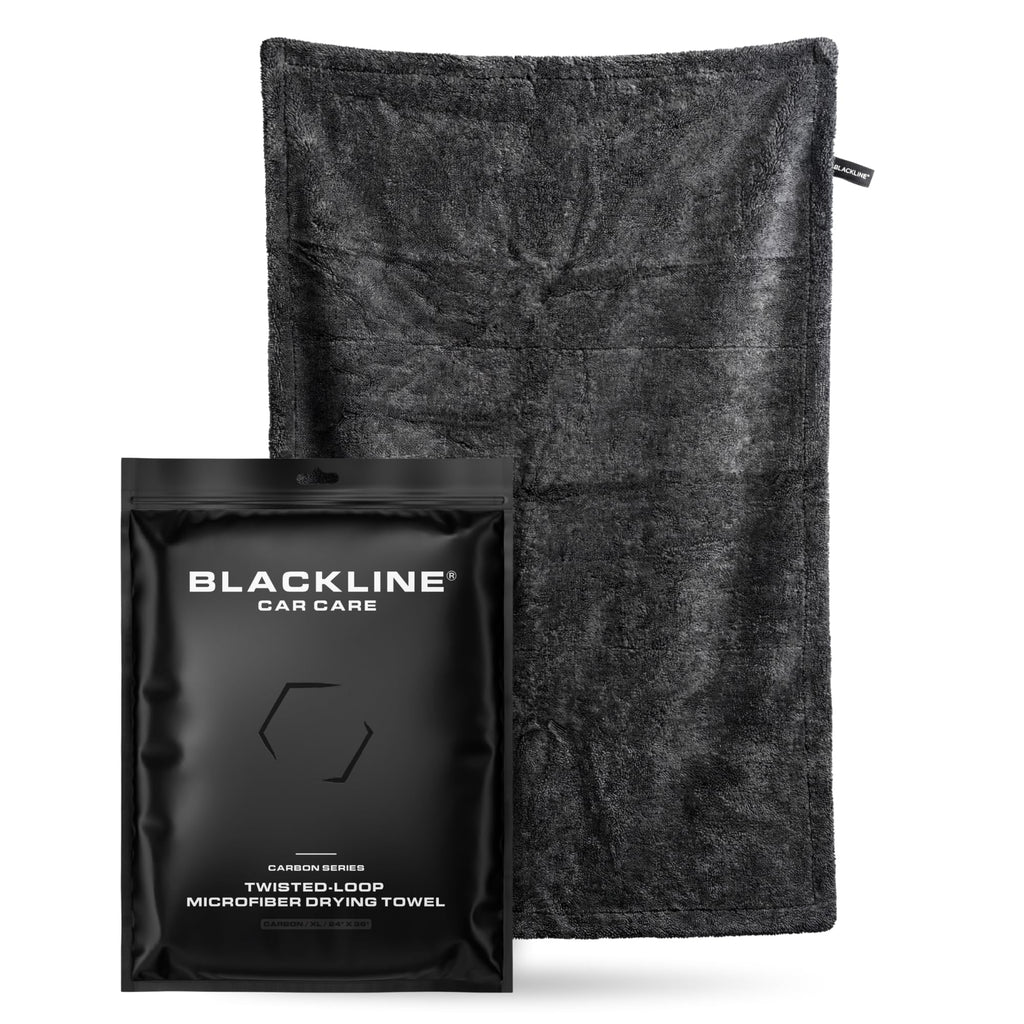 Blackline 24"x36" Twisted-Loop Car Drying Towel, 1300GSM, Streak Free, Lint Free, Reusable - Car Accessories, Microfiber Cleaning Cloth for Car, Truck, SUV - One Pass is All You Need