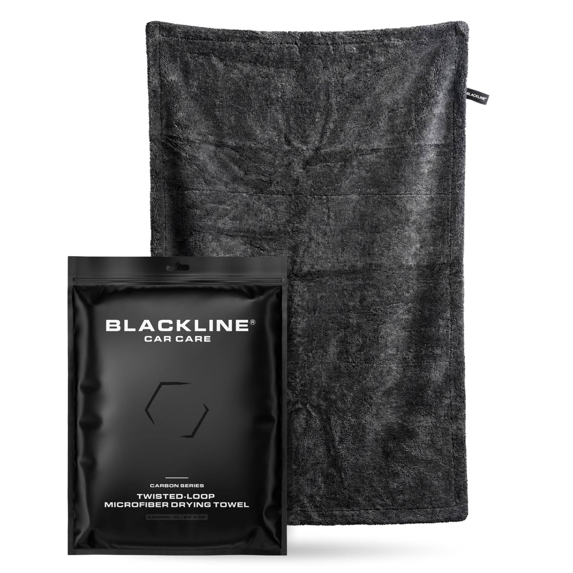 Blackline 24"x36" Twisted-Loop Car Drying Towel, 1300GSM, Streak Free, Lint Free, Reusable - Car Accessories, Microfiber Cleaning Cloth for Car, Truck, SUV - One Pass is All You Need