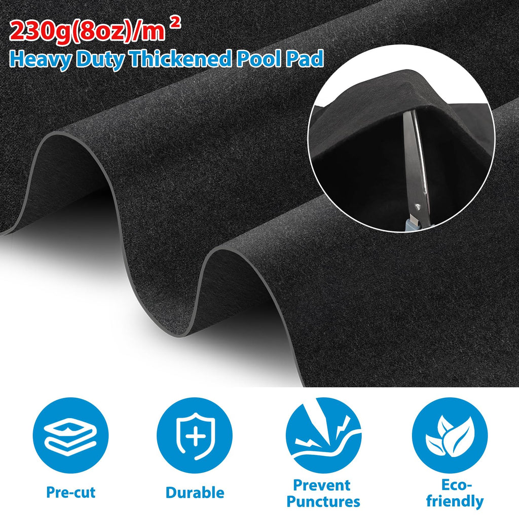 Thickened Pool Liner Pad for Above Ground Pool, 15 FT Round Under Pool Mat Padding, Pool Ground Pad Mat Under Pool for Pool Bottom, Prevent Punctures, Extend Liner Life