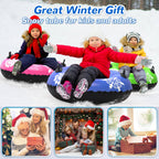 KEUCL 3 Pack Snow Tubes, Inflatable Snow Sled for Kids & Adults, Thickened Heavy Duty Hard Bottom Snow Sleds with Handles, Snow Tube Winter Outdoor Sports Toys for Boys Girls Family Activities