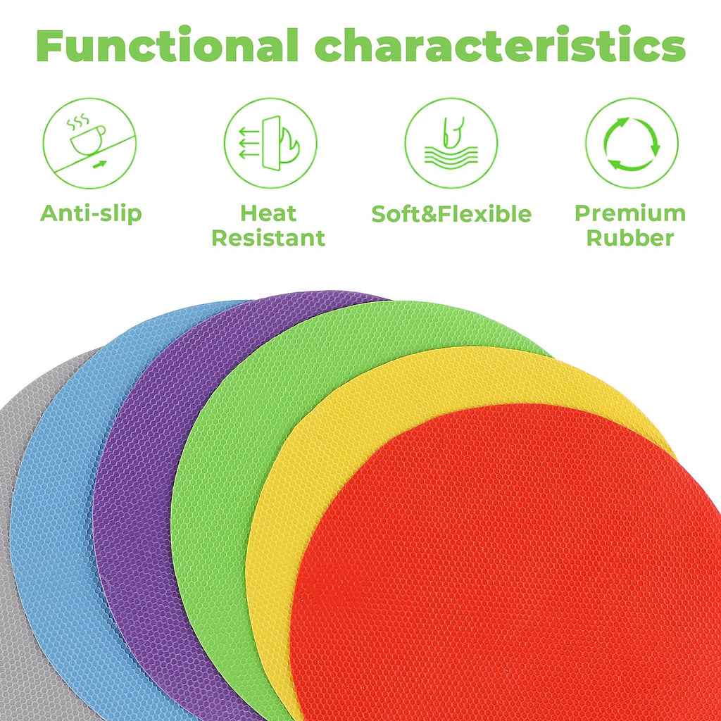 Sibba 6Pcs Rubber Jar Gripper Pads, Multi-purpose Jar Opener Grippers, Bottle Lid Openers Round Kitchen Coasters for Elderly Children Women Weak Hands