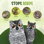 TRAYDER 2 Pack Fake Owl Decoys Large, 10.7" Outdoor Decorations Anti Bird Repellent Owls for Garden Deterrent, Scarecrow Horned Owl Statue Decoy to Scare Birds Away, Suit Backyard, Patio Decor