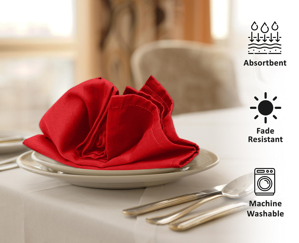 Ruvanti Cloth Napkins Set of 12, 18x18 Inches Napkins Cloth Washable, Soft, Durable, Absorbent, Cotton Blend. Table Dinner Napkins Cloth for Hotel, Weddings, Dinner, Christmas Parties - Red