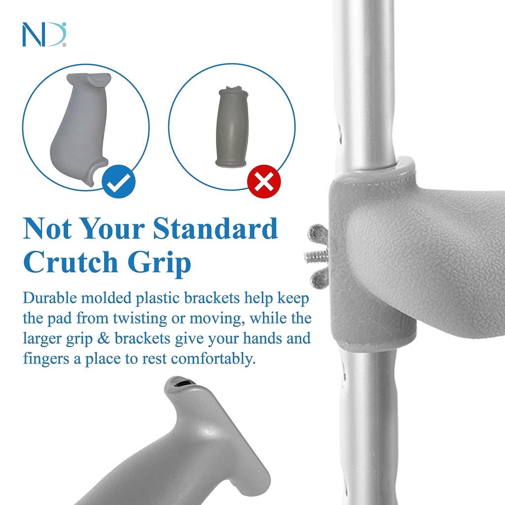 Ergo Grip Crutch Pads - Ergonomic Crutch Grips - Reduces Pressure On Wrists - Replacement Crutch Handle Grip - No Assembly Required - Fits All Under Arm Crutches