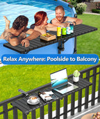 BoYata Pool Bar, Above Ground Pool Side Bar, 49.4×9.6" Galvanized Iron Poolside Table Holds 110LBS, Swim Up Bars Fit Top Rails 4.48" or Less, Frame Above Ground Round & Oval Swimming Pools Accessories