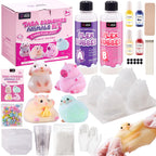 LET'S RESIN Flex Rubber for Taba Squishy Kit, All-in-one Beginner Kit for Squishy Maker, with 16oz Silicone Gel, Hamster/Capybara/Rabbit/Chick Silicone Molds, Color Paste, Flocking Powder, Ideal Gifts