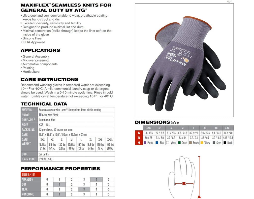 MaxiFlex 34-874 Ultimate Foam Nitrile Palm Coated Gloves, Gray - Large (Pack of 12 - Dozen)