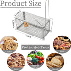Humane Rat Trap Chipmunk Rodent Trap Mouse Trap Squirrel Trap Small Live Animal Trap Mouse Voles Hamsters Live Cage Rat Mouse Cage Trap for Mice Easy to Catch and Release (Silver,2 Pcs)