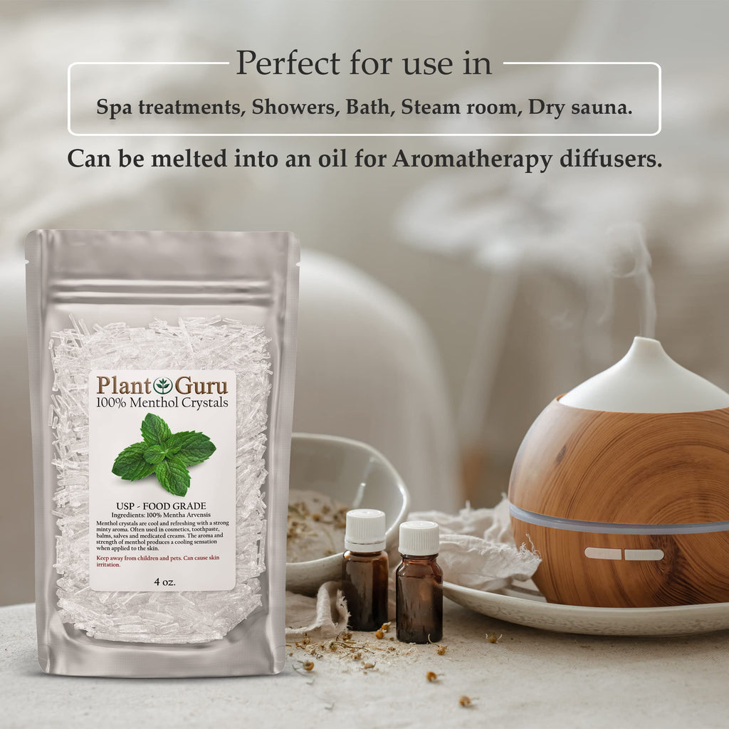 Menthol Crystals 8 oz. Mentha Arvensis 100% Pure Natural USP Food Grade - Great for Cosmetics, Salves, Balms, Creams and Soap Making.