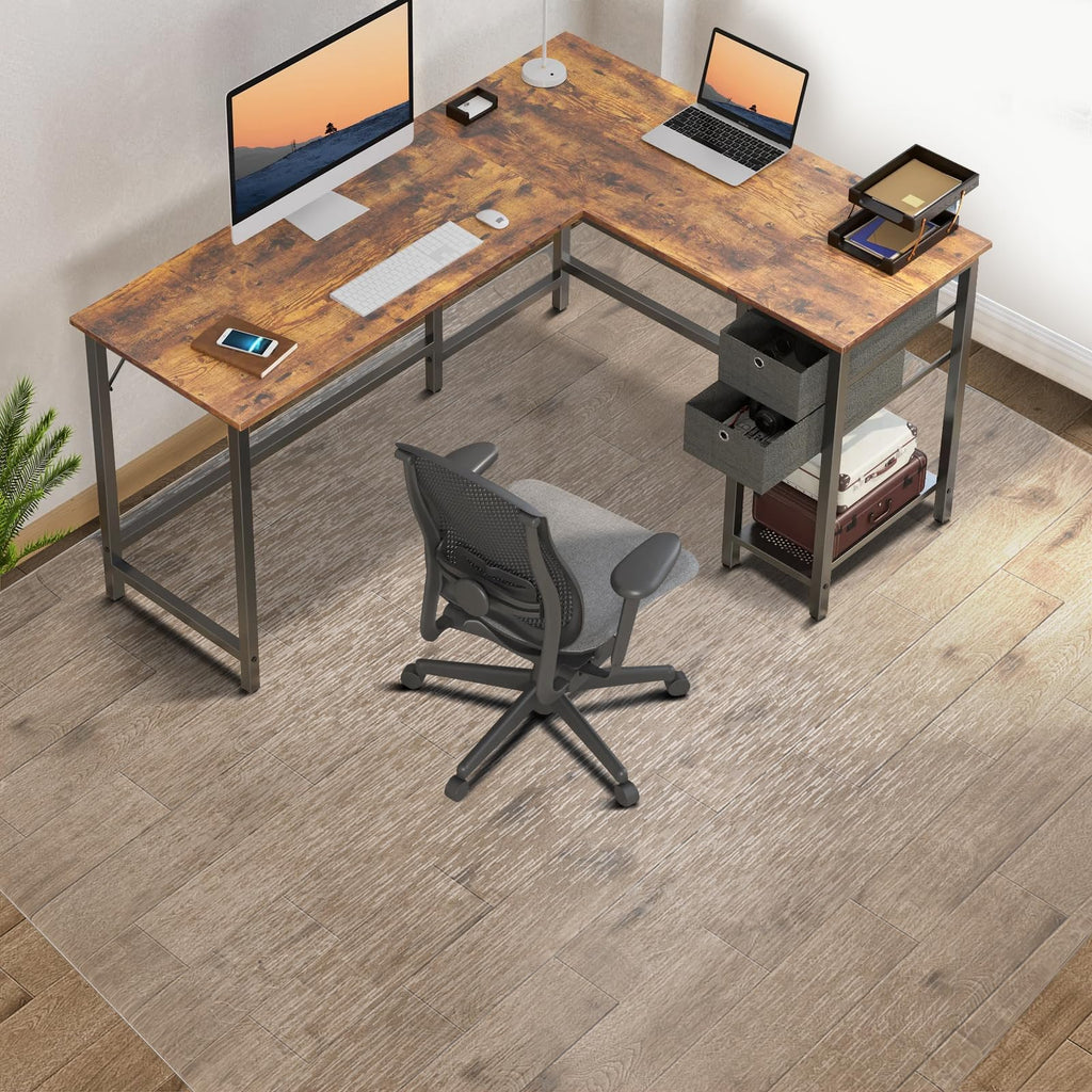 Clear Chair Mat, TYDLE 50" x 65" Large Office Chair Mat for Hard Floor, Vinyl Chair Mat for Gaming Chairs, Slip Resistant Floor Protector Rolling Computer Desk Mat for Hardwood Floor, Clear