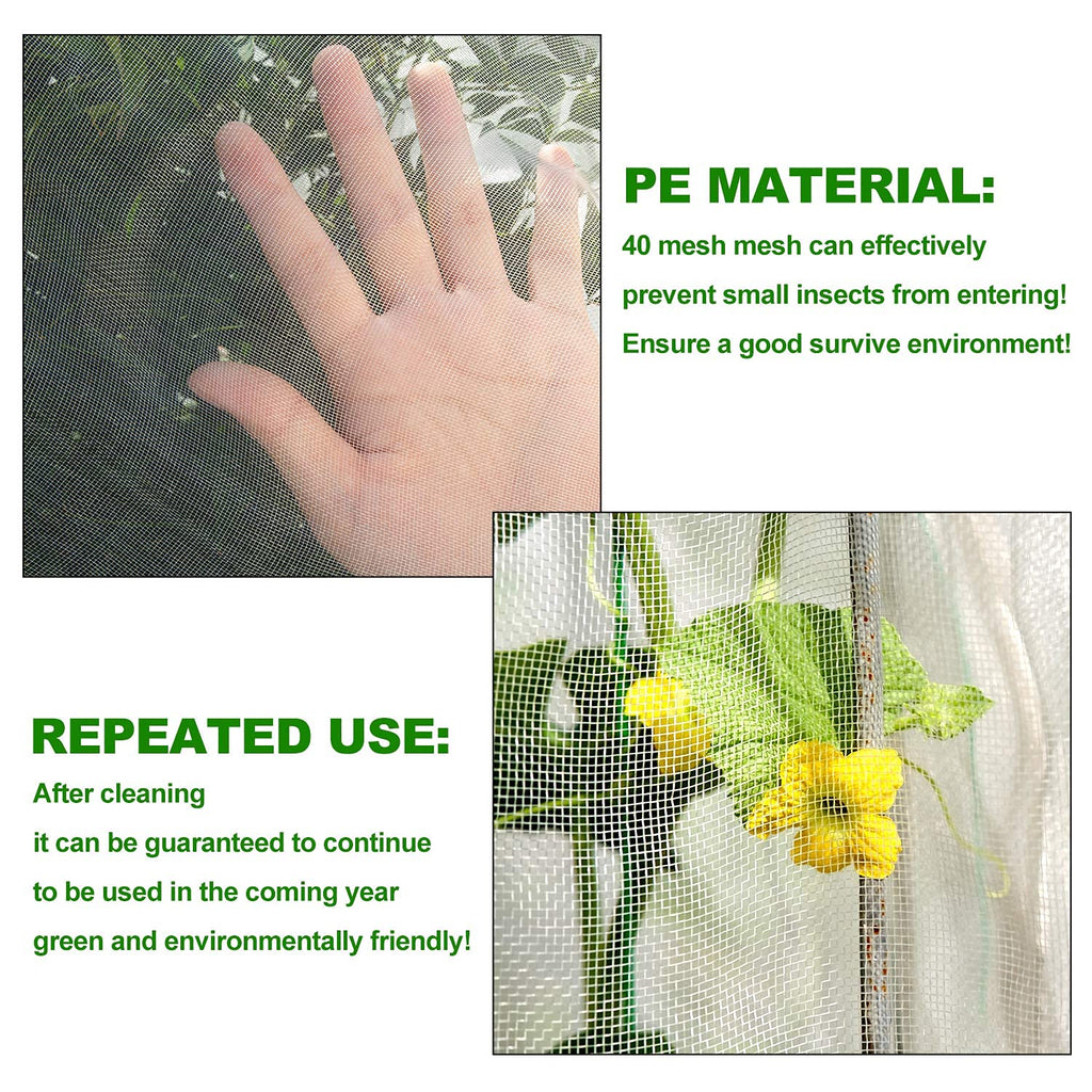 4Pcs Insect Bird Barrier Mesh, 7.9 x 5.9 FT Garden Netting Barrier, Bird Netting, Netting for Plant with Drawstring, Tomato Protective Cover