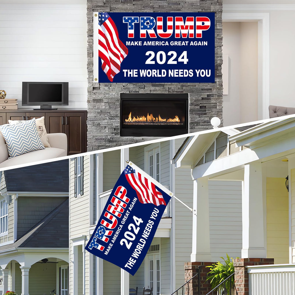 Trump 2024 Flag 3x5 FT President Trump Flag Make America Great Again Banner Indoor Outdoor Double Sided 3 Ply with Vivid Patriotic Colors Design UV & Fade Resistant 2 Brass Grommets