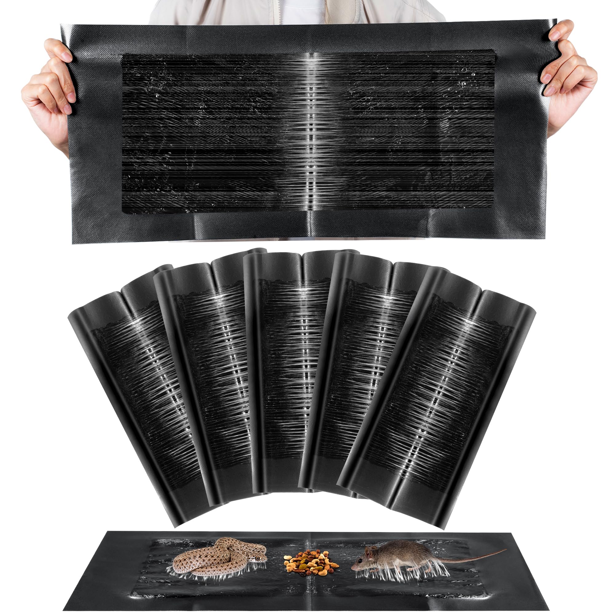 QUALIREY 24 x 11'' Anti Slip Rat Snake Rodent Sticky Pads Pet 5 Pack Mouse Glue Traps