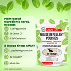 Mighty Mint Mouse Repellent Pouches – Peppermint, Castor Oil & Cinnamon Formula – Natural Indoor Deterrent for Mice and Rodents – Plant-Based, Long-Lasting Protection – 12 Count (Pack of 2)