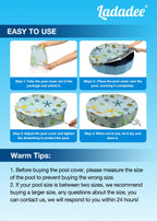 Ladadee Foldable Round Dog Swimming Pool Cover, for 32 "/63“/48” Collapsible Outdoor Tub, PVC Coating Waterproof and UV Protection, Leakproof Washable Kiddie Pet Small Paddling Bath Accessories