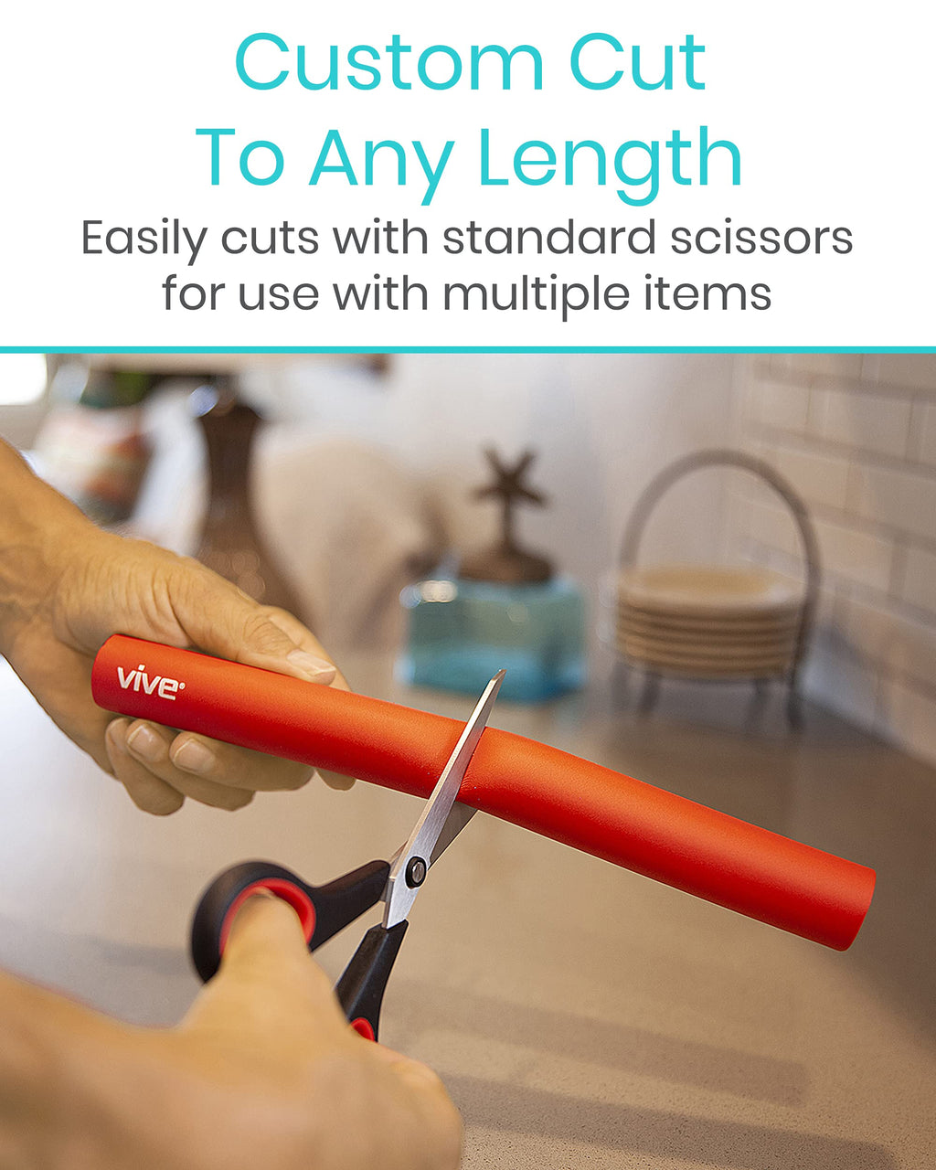 Vive Foam Tubing (9 Pack) - Utensil Padding Grips - Spoon, Fork Round Hollow Medical Closed Cell Tube - Cut to Length - Provides Wider, Larger Grip Pipe Tool for Dexterity, Disabled, Elderly
