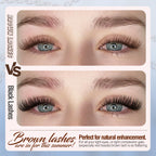 Mavphnee Brown Lash Clusters Kit Natural Eyelash Clusters Dark Brown Eyelash Extensions CC-Curly Pestañas Postizas Wispy Individual Lash Extensions Kit 8-16MM Brown Cluster Lashes 144PCS DIY Lash Kit