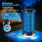 CreateFun Bug Zapper Outdoor, 2026 Upgraded 3 in 1 Rechargeable Bug Zapper with 5000mAh Battery & LED Night Light, 4000V Cordless Waterproof Mosquito Zapper for Outside,Patio,Backyard,Garden Black