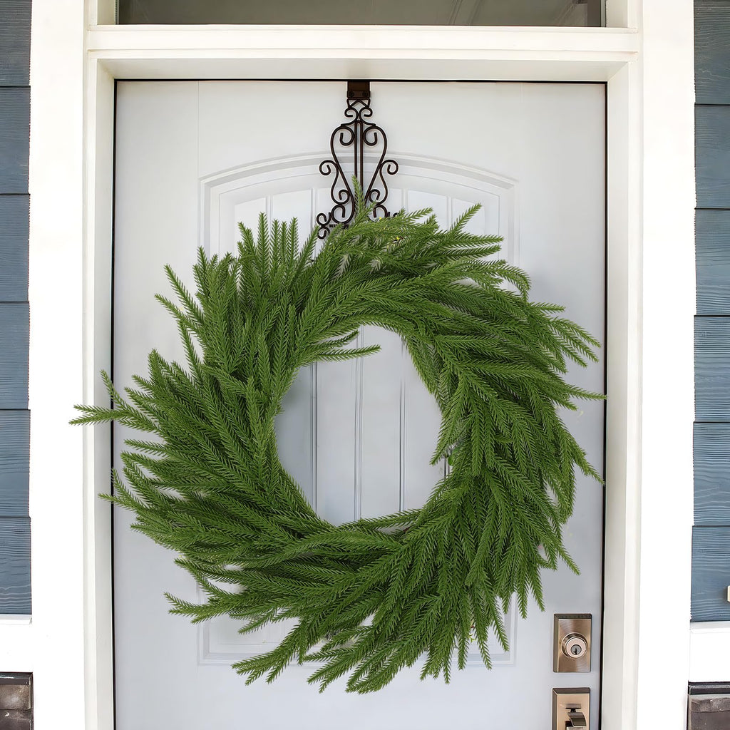 Hananona 4 Pcs Artificial Norfolk Pine Garlands, Real Touch Winter Pine Garland, Green Artificial Greenery Garland for Table, Mantle, Wall, Indoor, Outdoor Christmas Decorations (4, 6 FT)