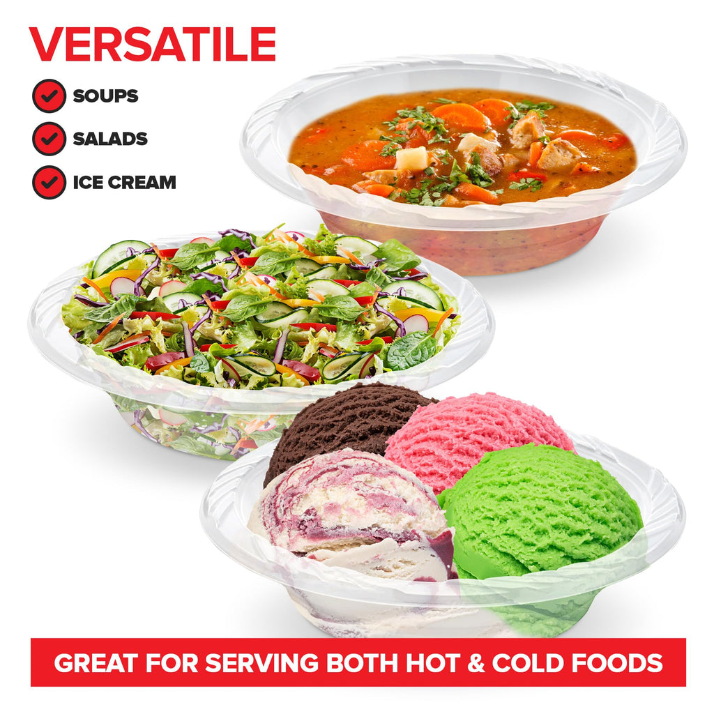 Stock Your Home (120-Count) Elegant 18 oz Clear Plastic Bowls for Parties, Large Disposable Bowl for Fancy Dinner or Cocktail Party, Soup and Salad, Thick and Sturdy