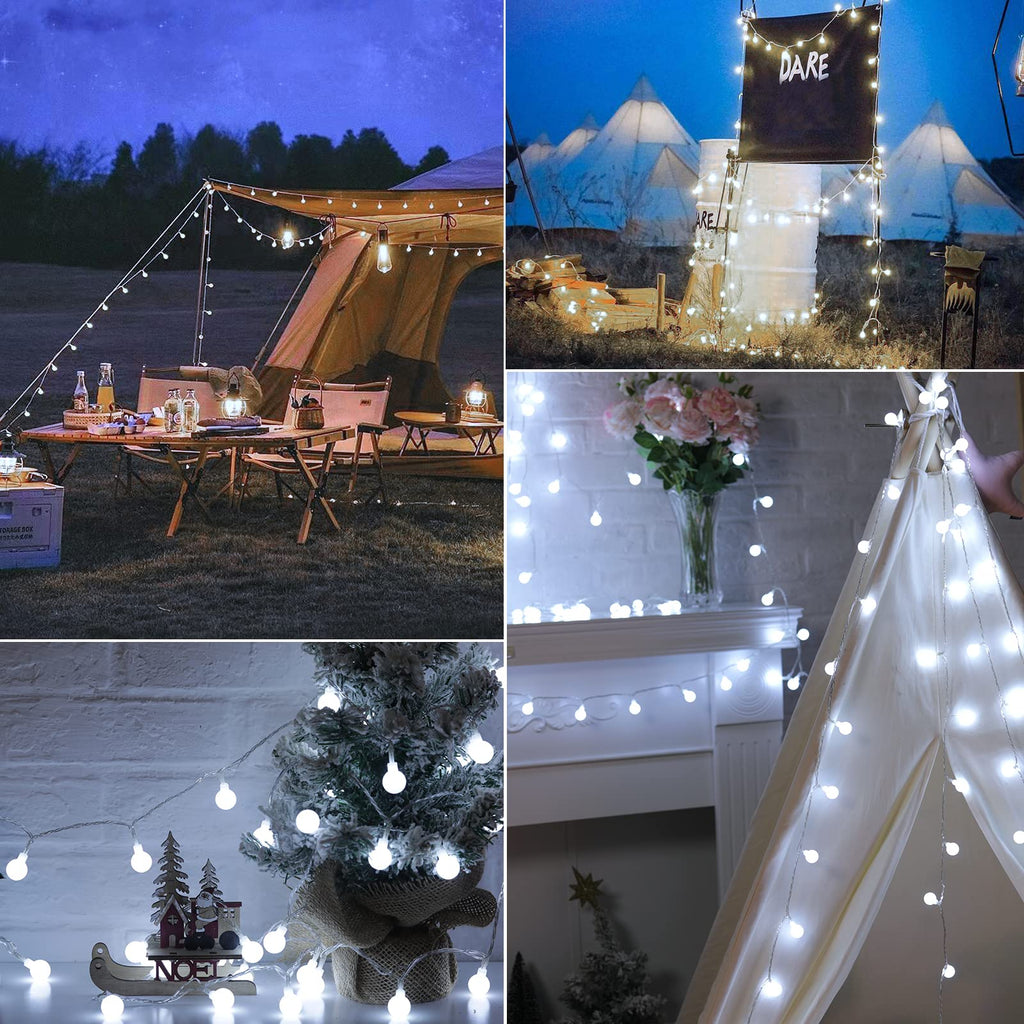 Minetom 66 Feet 200 Led Globe Ball String Lights, Fairy String Lights Plug in with Remote, Waterproof Globe String Lights for Indoor Outdoor Party Wedding Christmas Tree Garden Decoration, Pure White
