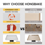 HONGBAKE Baking Sheet Pan Set, Cookie Sheets for Oven, Nonstick Half/Quarter/Jelly Roll Pans with Diamond Texture Pattern, Heavy Duty Cookie Tray, Silver