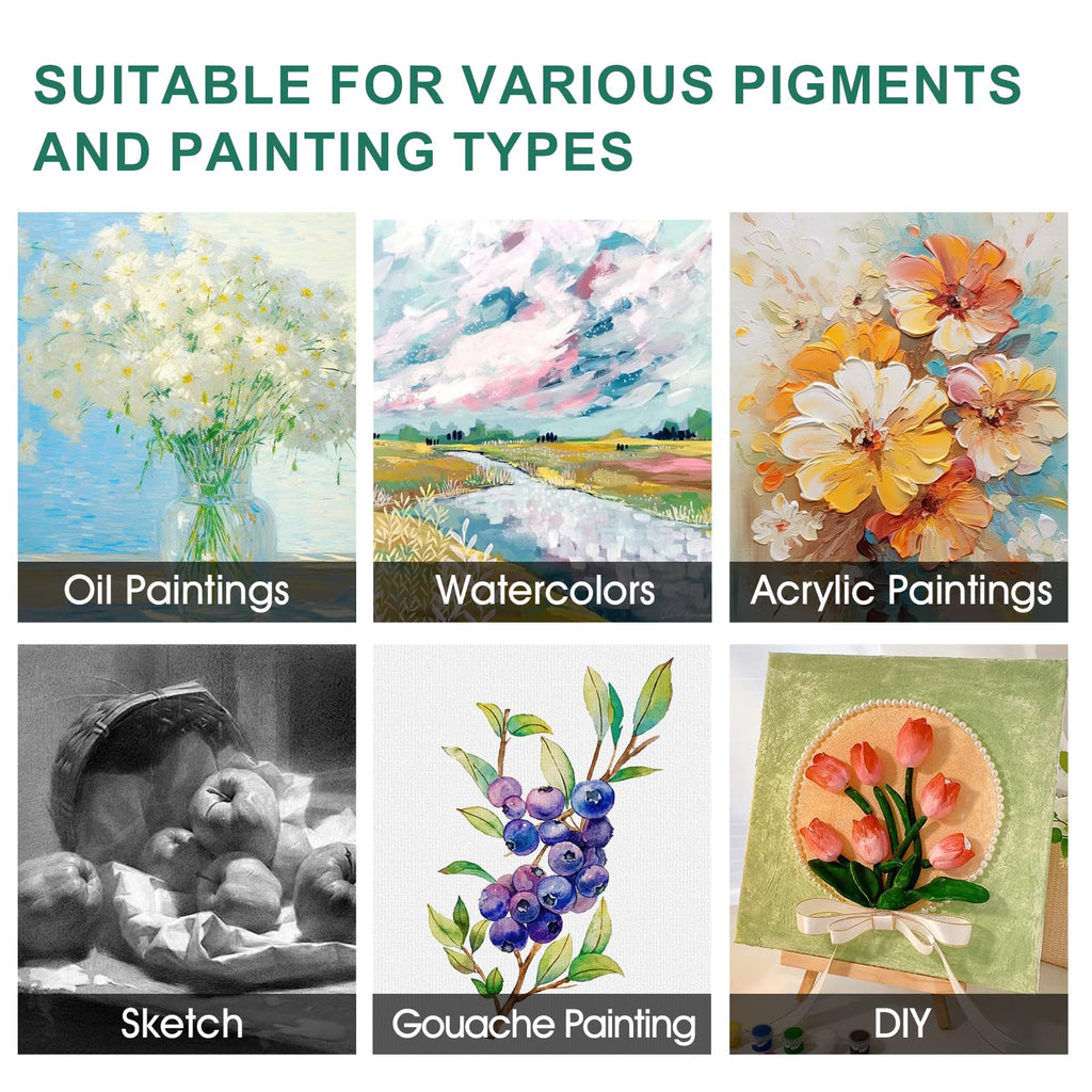 ESRICH Stretched Canvas for Painting,18 Multi Pack Blank Canvases for Painting 12x16, 11x14, 9x12, 8x10, 5x7, 3x5, Cotton Primed Painting Canvas for Oil, Acrylic Paint, for Beginners, Artists.