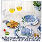 Funnymoom 48 Pcs Watercolor Hydrangea Paper Plates Set Include 9 Inch Floral Disposable Plates 7 Inch Spring Summer Blue Hydrangea Tableware for Bridal Baby Shower Birthday Party Supplies