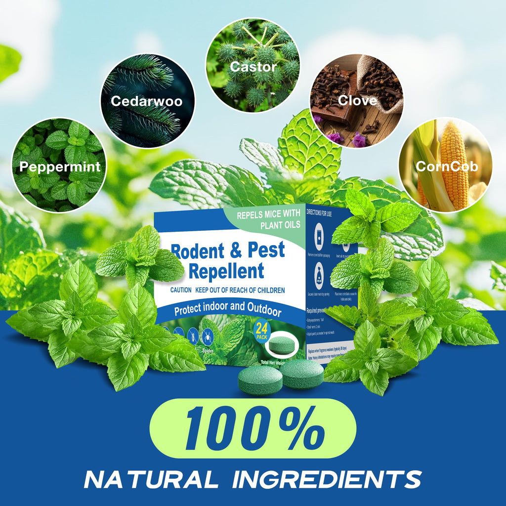 Rodent Mouse Repellent 24 Pack, Peppermint Oil Rat & Mice Repellent, Natural Moth Balls for Rodents Deterrent, Safe for Pets & Humans, Indoor & Outdoor Use, Keep Rodents Away from Garden & Home