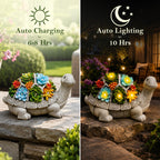 Nacome Solar Garden Outdoor Statues Turtle with Succulent and 7 LED Lights - Lawn Decor Statue for Patio, Balcony, Yard Ornament - Gifts for Mom Grandma Women