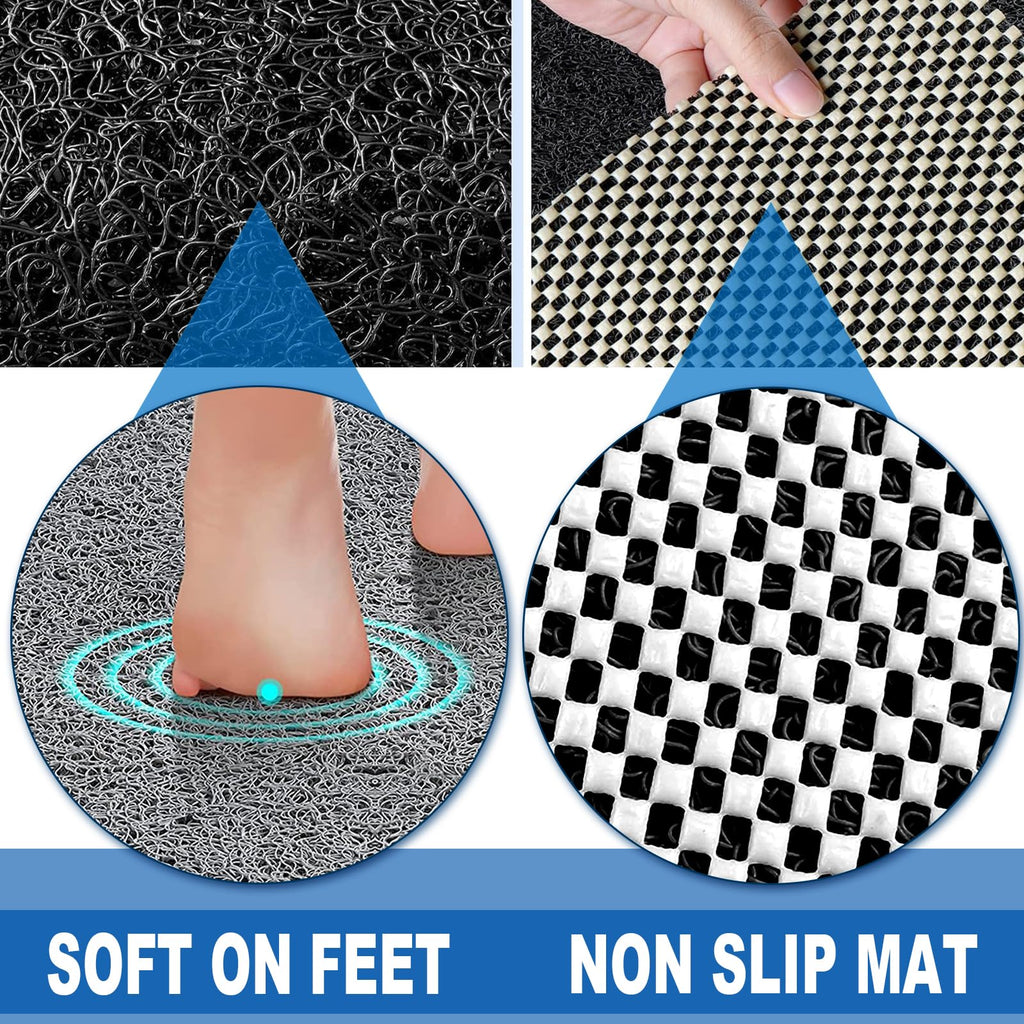 Shower Mats Non Slip for Elderly, 23.2x31.1’’Lager Loofah Non Slip Shower Mat, Loofah Bath Mats for Shower, Non Slip Bath/Shower Mat for Elderly-Black