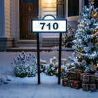 Solar Address Signs for Yard, Solar Powered Address Sign with Warm White & Cold White, IP65 Waterproof Solar House Numbers for Outside, LED Illuminated Plaques Wall Mounted & In Ground