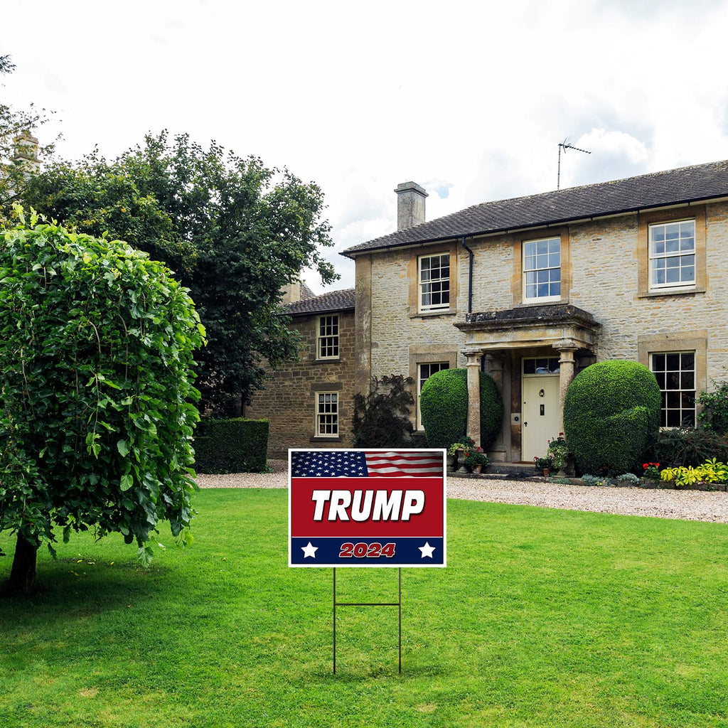 Donald Trump - Trump 2024 Stars - Double Sided -Durable Quality of Yard Sign and Road Sign with Stand - Rectangular 18" x 24" and 4mm Thick Corrugated Plastic - Made in the USA