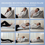 Flyxunfri Bed Wedge Pillow for Sleeping Orthopedic Wedge Pillows Set 9&12&16&20 Inches Adjustable Memory Foam Reading Pillow for Acid Reflux Relief Ergonomic Incline for Back Pain