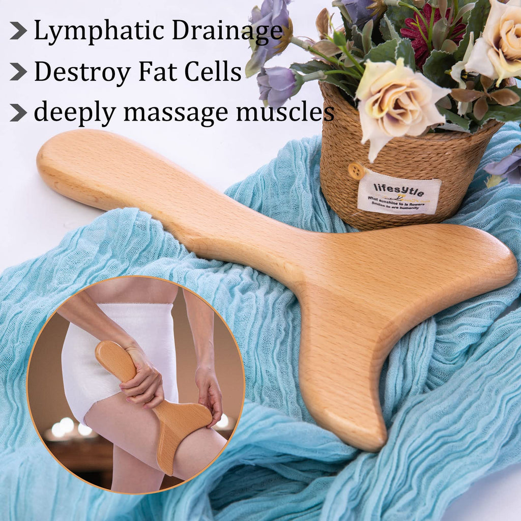 lianjindun 6 in 1 Wood Therapy Massage Tools, Maderoterapia kit, Wood Therapy Set, Lymphatic Drainage Massager, Wooden Gua Sha Tools, Wooden Massager Roller Rope for Body Shaping Anti Cellulite