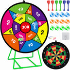 Large Dart Board for Kids with Stand, Double Sided Kids Dart Board with 12 Sticky Balls and Darts,Family Party Party Supplies for Kids, Gift for Boys Toddlers 3 4 5 6 7+ Year Old Birthday Christmas