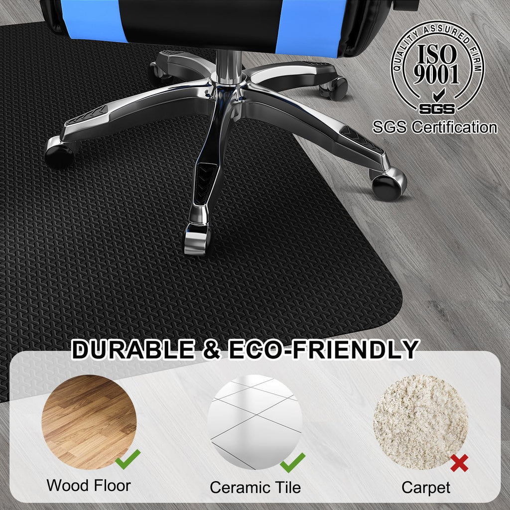 Office Chair Mat for Hard Floor, 60"x75" Large Durable Computer Chair Mat, Unique Y-Shaped Pattern Floor Protector Rug for Rolling Chairs, Anti-Slip Waterproof Desk Floor Mat for Work, Home, Gaming