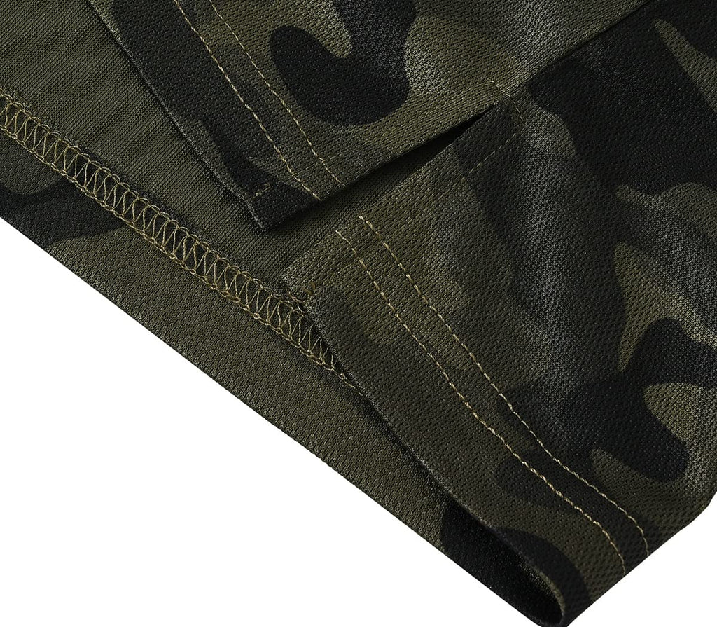 Men's Polo Shirts Short Sleeve Quick Dry Outdoor Golf Sports Shirts with Pocket Regular Polo T-Shirt Camo Army Green XL