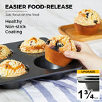 HONGBAKE Nonstick Jumbo Muffin Pan, 2 Pack Large Cupcake Tin for Baking, Cup Cake Tray, 3.5dia, 6 Cup, Premium, Extra Thick, Dishwasher Safe