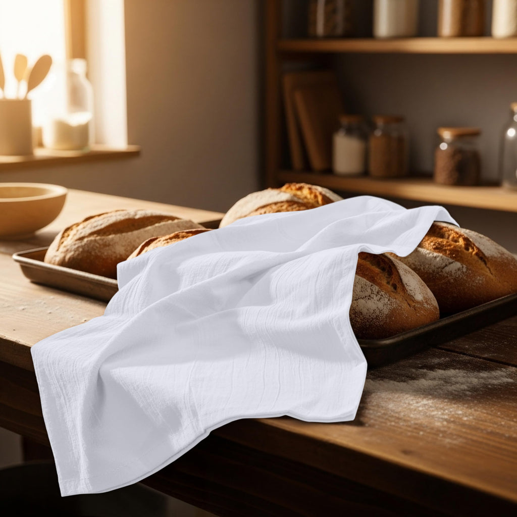 White Flour Sack Towels [12 Pack - 28 x 28 Inch] 100% Cotton Tea Towels for Cleaning & Drying - Highly Absorbent Kitchen Dish Cloth