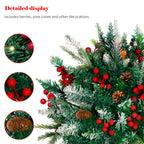 2 Pack Lighted Artificial Christmas Urn Filler, Battery Operated Pre-lit Xmas Pine Trees, Tripod Stake and 60 LED Lights, Holiday Porch Decorations for Porch, Yard, Garden, Flower Beds（Warm White）