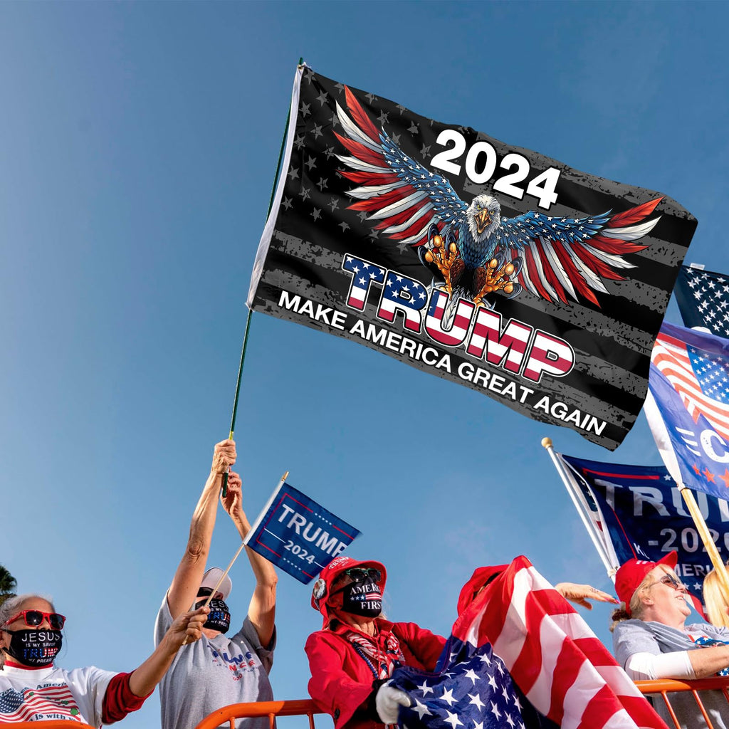 Trump 2024 Flag, Trump 3x5 FT Flag Make America Great Again Banner with Brass Grommets for Indoor Outdoor Decorations (black1)