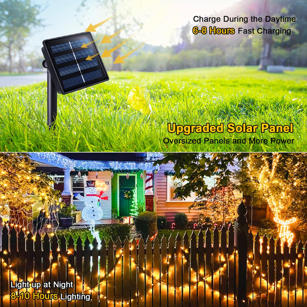 JMEXSUSS 2 Pack Solar String Lights for Outside, Total 400 LED 151FT Solar Christmas Lights Outdoor, 8 Modes Warm White Solar Lights Oudoor Waterproof for Tree Patio Yard Garden Christmas Decorations