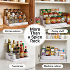 YAN & HIN 3 Tier Spice Rack Organizer for Cabinet, 3 Pack Non-Slip Spice Rack Shelf Organizer, Holds 24+ Jars, Plastic Spice Organizer for Cabinet, Pantry & Kitchen Countertop, White