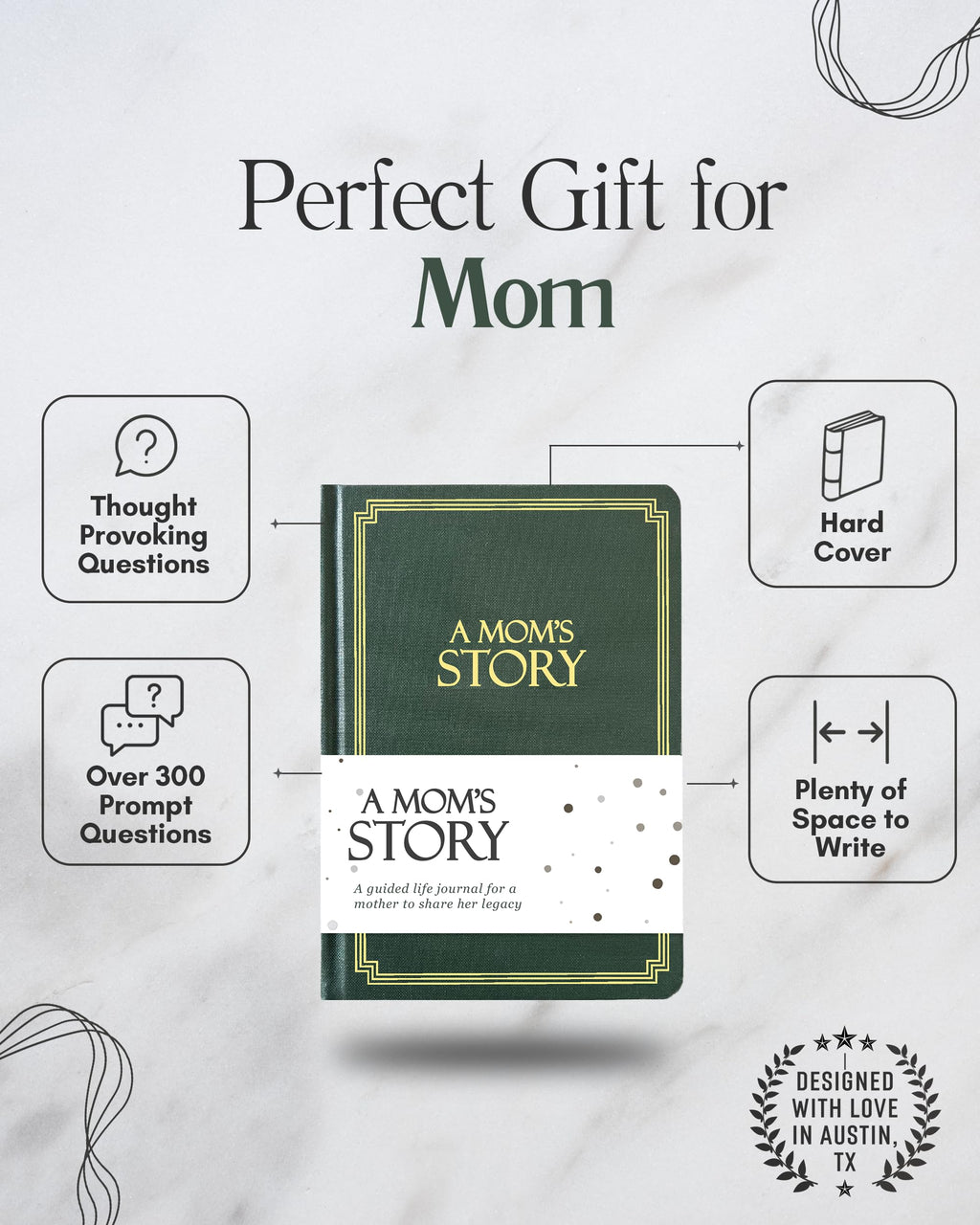 Mom's Life Story Journal (Hardcover): A Meaningful Keepsake for Mom to Share Her Journey and Memories, Book Includes 250+ Prompt Questions, Sentimental Mom Gifts Idea, Sentimental Gifts for Mom for Mother's Day, Birthday & Christmas