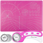 Rotary Cutter and Mat Set, Audab Self Healing Sewing Mats Shirt Cutter 45mm Fabric Cutter Wheel with 2 Blades Rotary Cutting Mat for Crafts Fabric Quilting Hobby (9" x 12" (A4)