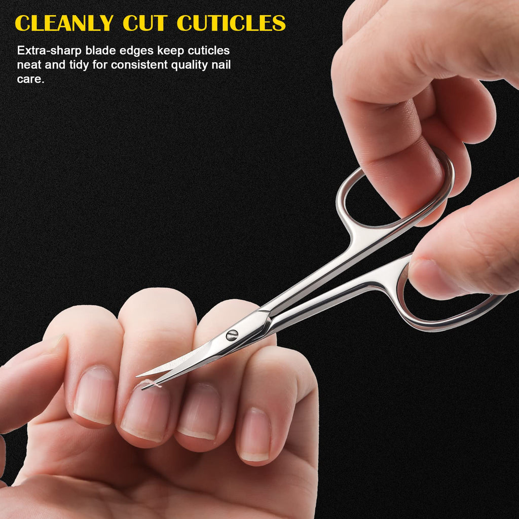 FVION Curved Cuticle Scissors Extra Fine for Women, Men and Professionals - Stainless Steel Small Manicure Scissors with Precise Pointed Tip Grooming Blades