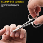FVION Curved Cuticle Scissors Extra Fine for Women, Men and Professionals - Stainless Steel Small Manicure Scissors with Precise Pointed Tip Grooming Blades