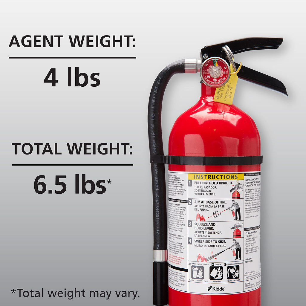 Kidde Pro 210 2A:10-B:C Fire Extinguisher, Rechargeable, Multi-Purpose for Home & Office, 4 lbs., Mounting Bracket Included , Red, 2 Pack
