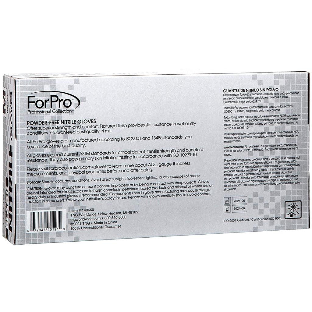ForPro Professional Collection Disposable Nitrile Gloves, Chemical Resistant, Powder-Free, Latex-Free, Non-Sterile, Food Safe, 4 Mil, Black, Medium, 100-Count